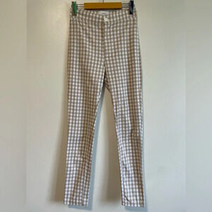Urban Outfitters Tan & White Gingham  Skinny Leg Pants / Trousers - Size 0